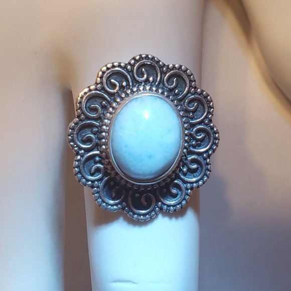 STERLING  SILVER  LARIMAR  RING - Picture 3 of 8